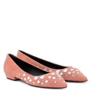 Giuseppe Zanotti “Nancie Love” Pink heart crystal Embellished Flats